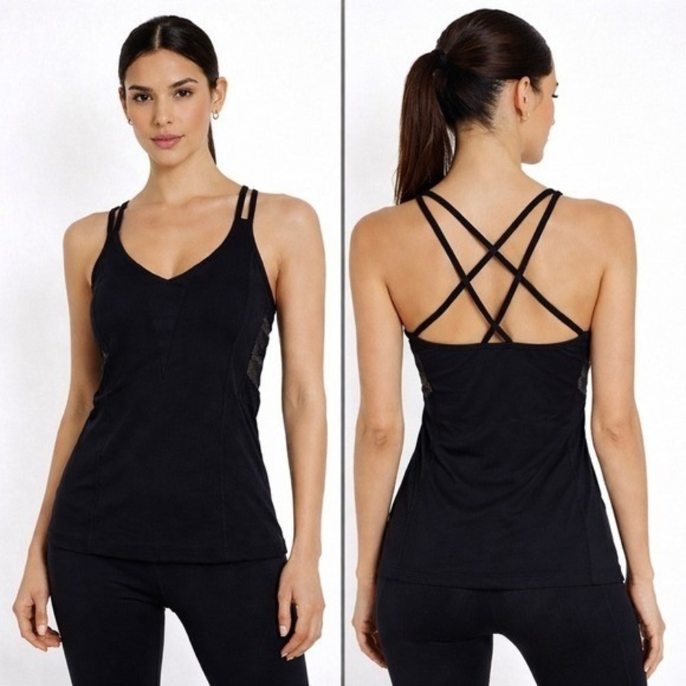 Lululemon Athletica Black Tank with Mesh Panels Size 2/4 Activewear Outdoor